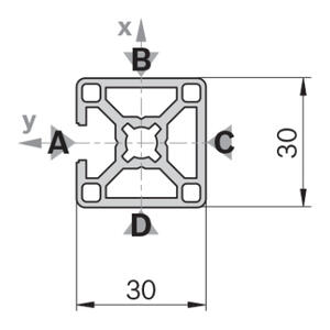 Profilé aluminium Bosch Rexroth 30x30 1N, 1 rainure de 8 mm