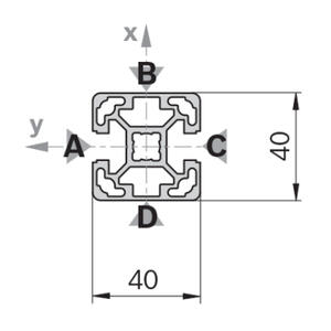 Profilé aluminium Bosch Rexroth 40x40L 2N, 2 rainures de 10 mm