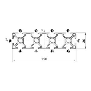 Profilé Aluminium Anodisé Argent - 120 X 15 Mm, Rainure 8 Mm - Longueur 1200 Mm - Compatible Bosch